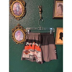 Harley Davidson Reworked High Rise Shorts Sz Medium Upcycled